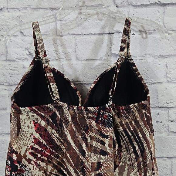 Swimsuits For All Women's Plus 38D Bra Sized Faux Flyaway Underwire Tankini Top - Picture 11 of 15